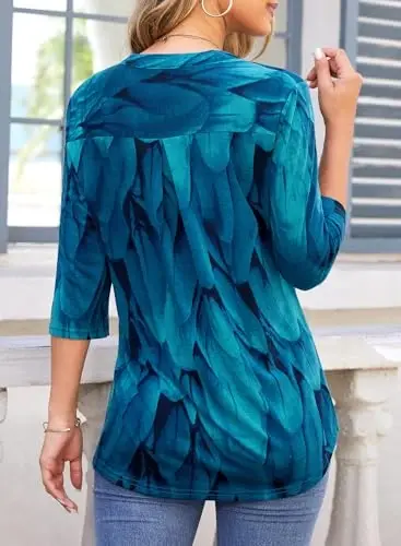 Bulotus Womens 3/4 Sleeve Tops Plus Size V Neck Zipper Business Casual Blouses for Office & Going Out Soft Knit Tunics, M-3XL - 6