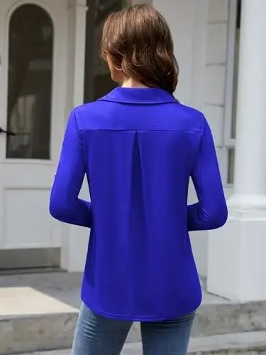 Bulotus Womens 3/4 Sleeve Tops Plus Size V Neck Zipper Business Casual Blouses for Office & Going Out Soft Knit Tunics, M-3XL - 5