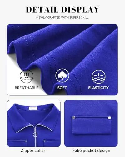 Bulotus Womens 3/4 Sleeve Tops Plus Size V Neck Zipper Business Casual Blouses for Office & Going Out Soft Knit Tunics, M-3XL - 6