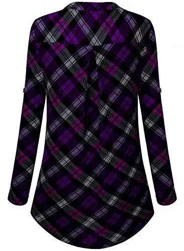 Bulotus Women's Zip Front V-Neck 3/4 Length Sleeve Womens Tops Business Casual Shirts - 4