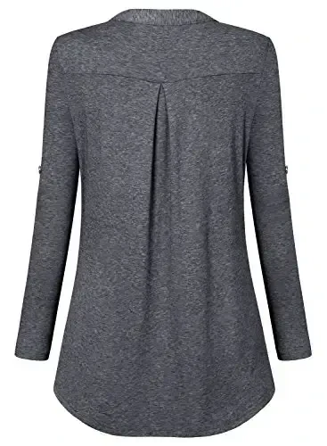 Bulotus Women's Zip Front V-Neck 3/4 Length Sleeve Womens Tops Business Casual Shirts - 4