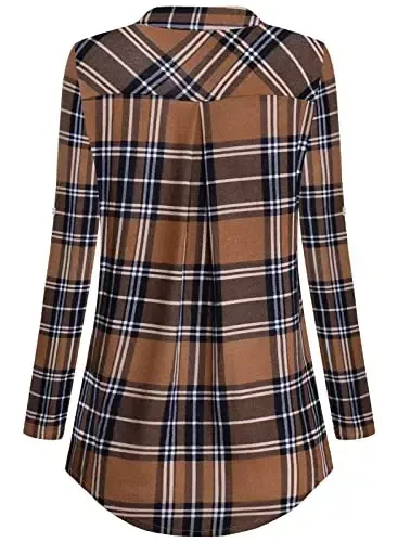 Bulotus Women's Zip Front V-Neck 3/4 Length Sleeve Womens Tops Business Casual Shirts - 4