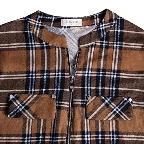 Bulotus Women's Zip Front V-Neck 3/4 Length Sleeve Womens Tops Business Casual Shirts - 5