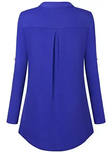 Bulotus Women's Zip Front V-Neck 3/4 Length Sleeve Womens Tops Business Casual Shirts - 5