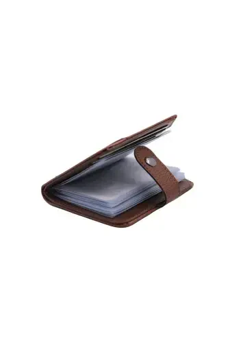 Бумажник и картхолдер из искусственной кожи с прозрачным карманом для карт, вертикальная модель - табачный - MKM MAN (1)