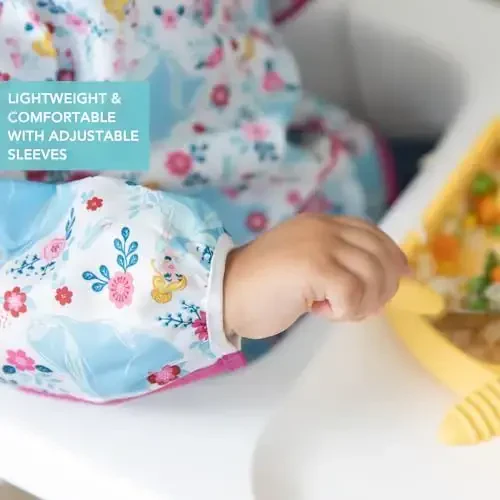 Bumkins Disney Bibs, Baby and Toddler Girls and Boys 6-24 Months, Long Sleeve, Essential Must Have for Eating, Feeding, Mess Saving Lightweight Waterproof Fabric Sleeved Smock, Cinderella - 4