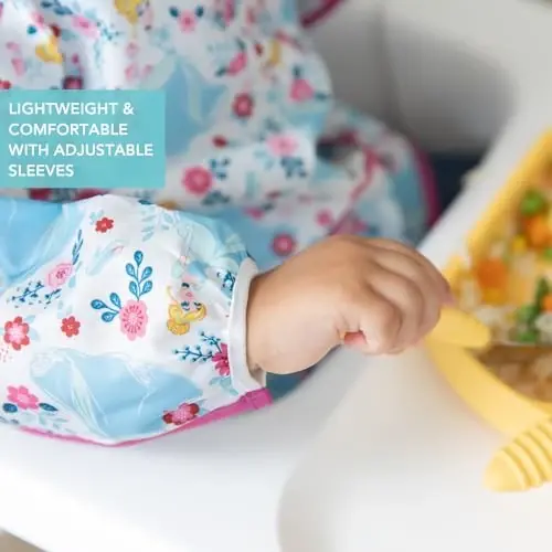 Bumkins Disney Bibs, Baby and Toddler Girls and Boys 6-24 Months, Long Sleeve, Essential Must Have for Eating, Feeding, Mess Saving Lightweight Waterproof Fabric Sleeved Smock, Cinderella - 4