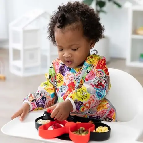 Bumkins Disney qiz yoki o'g'il bola uchun yengli bib, chaqaloq va yosh bola uchun 6-24 oy, ovqatlanish, emizish, chaqaloqlarni etakchi emizish uchun zarur bo'lgan narsa, uzun yengli aralashmani tejash, 100 yillik qiziqarli - 3