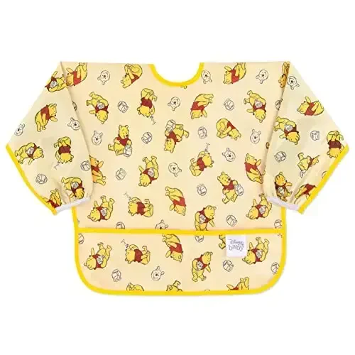 Bumkins Disney Sleeved Bib для девочки или мальчика, для младенцев и малышей 6-24 мес., незаменимая вещь для еды, кормления, прикорма, нагрудник с длинными рукавами, карман для еды, Винни Пух Hunny 