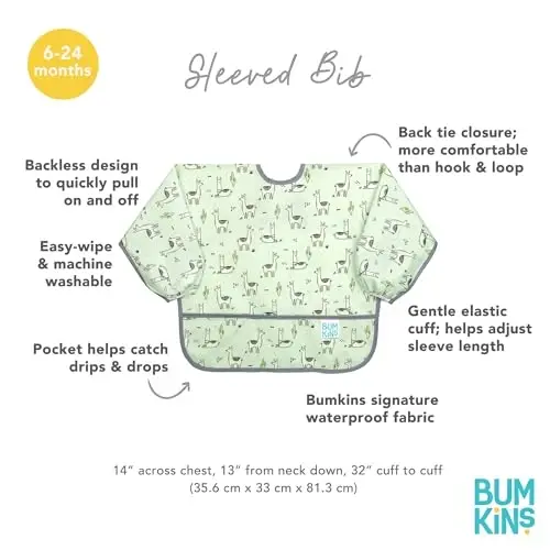 Bumkins Sleeved Bib for Girl or Boy, Baby and Toddler for 6-24 Mos - 4