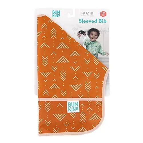 Bumkins Sleeved Bib для девочки или мальчика, для малышей 6-24 мес., незаменимая вещь для еды, кормления, прикорма, нагрудник с длинными рукавами, мягкая ткань, Boho Orange - 6