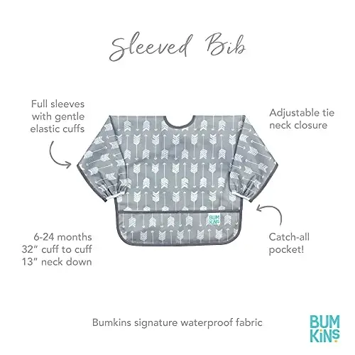 Bumkins Sleeved Bib for Girl or Boy, Baby and Toddler for 6-24 Mos - 5