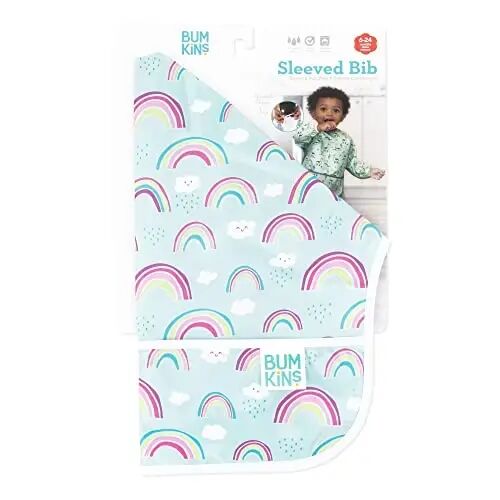 Bumkins Sleeved Bib for Girl or Boy, Baby and Toddler for 6-24 Mos, Essential Must Have for Eating, Feeding, Baby Led Weaning Supplies, Long Sleeve Mess Saving Food Catcher, Soft Fabric, Rainbow Blue - 5