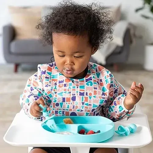 Bumkins - Sleeved Bib - O'g'il va qizlar uchun, chaqaloqlar va yosh bolalar 6-24 oy - Yengil, bardoshli, suv o'tkazmaydigan - Uzun yengli bib - Tutqich cho'ntagi - Artib olinadigan va mashinada yuviladigan - Btwf - 2 Pack - 3