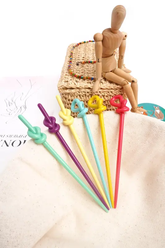 Bun Bun Maker Women 6 Pcs Multicolor Bun Stick for Women-Pink - 2