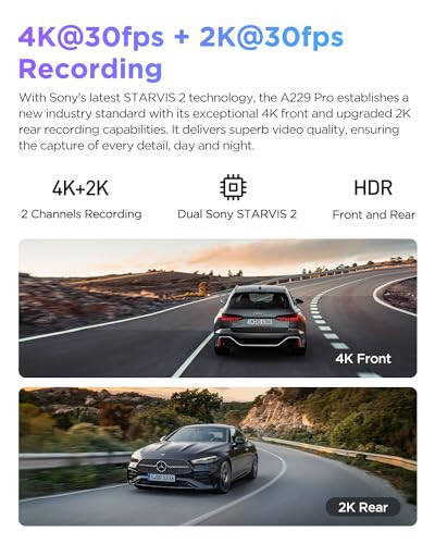 【Bundle: VIOFO A229 Pro 2CH + 512GB Card + HK4 with 8pcs Fuse Tap】 VIOFO A229 Pro 4K HDR Dash Cam, Dual STARVIS 2 IMX678 IMX675, 4K+2K Front and Rear Car Camera, 2 Channel with HDR, 5GHz WiFi GPS - 2