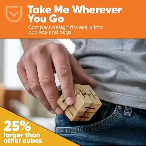 BUNMO Infinity Cube Fidget Toy - Stimulating & Engaging Fidget Toy - Teen Boy Toys - Fidgets for Adults - Travel Toys - Gifts for Teenage Boys - 10 Year Old Boy Gift Ideas - 1 Pack Beech Wood - 5