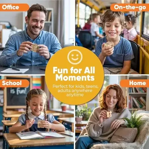 BUNMO Infinity Cube Fidget Toy - Stimulating & Engaging Fidget Toy - Teen Boy Toys - Fidgets for Adults - Travel Toys - Gifts for Teenage Boys - 10 Year Old Boy Gift Ideas - 1 Pack Beech Wood - 6