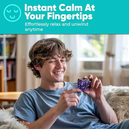 BUNMO Infinity Cube Fidget Toy - Stocking Stuffers for Teens - Teen Boy Toys - Fidgets for Adults - Quiet Folding Desk Fidget with Smooth Hinges, Durable ABS - 2 Pack Plastic - 4