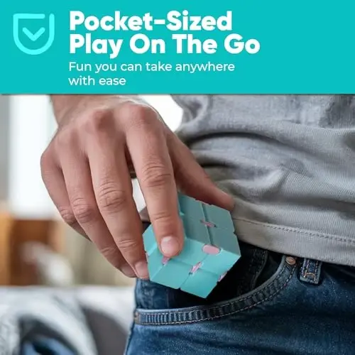 BUNMO Infinity Cube Fidget Toy - Stocking Stuffers for Teens - Teen Boy Toys - Fidgets for Adults - Quiet Folding Desk Fidget with Smooth Hinges, Durable ABS - 2 Pack Plastic - 5