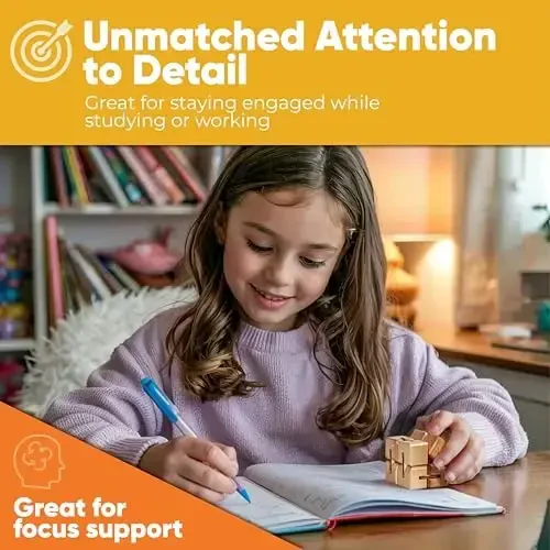 BunMo Wooden Fidget Cube – Beechwood Infinity Cube Fidget Toy, Larger One Pack – Smooth Folding Pocket Fidget, Natural Wood Sensory Cube for Desk or Travel - 4