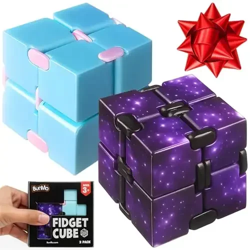 BUNMO Stocking Stuffers for Teens and Adults - Infinity Cube Fidget Toy - Teen Boy Toys - Quiet Folding Desk Fidget with Smooth Hinges, Durable ABS - 2 Pack Plastic - BUNMO (1)