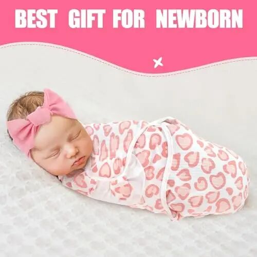 Bunnycool 4 Pack Newborn Preemie Swaddle with Headband Set Premature Swaddle Blanket Baby Clothes for Nicu Newborn Boys Girls(0-3 Months,Bow Style) 