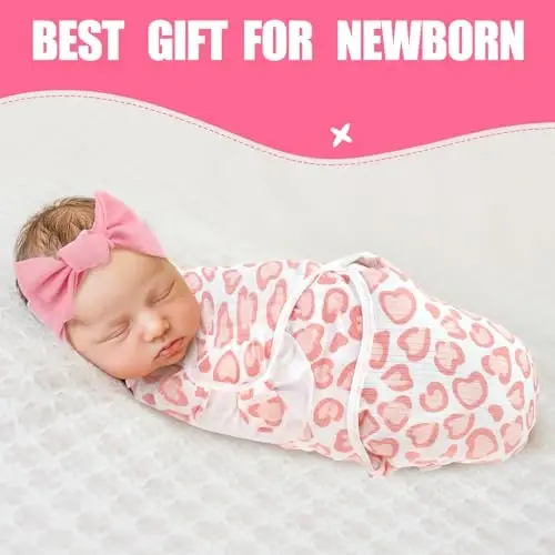 Bunnycool 4 Pack Newborn Preemie Swaddle with Headband Set Premature Swaddle Blanket Baby Clothes for Nicu Newborn Boys Girls(0-3 Months,Bow Style) 