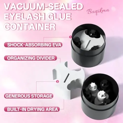 Buqikma Eyelash Extension Glue Jar Storage Tank with Bottom Sealed Adhesive Stand Activated Storage (Black) - 3