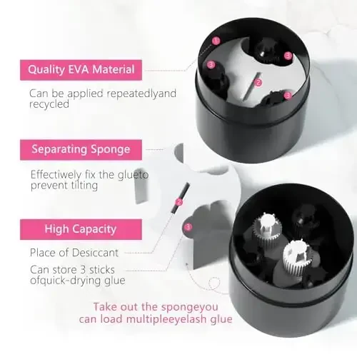 Buqikma Eyelash Extension Glue Jar Storage Tank with Bottom Sealed Adhesive Stand Activated Storage (Black) - 4