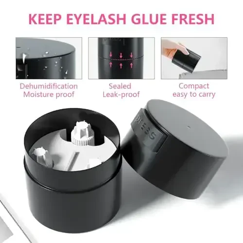 Buqikma Eyelash Extension Glue Jar Storage Tank with Bottom Sealed Adhesive Stand Activated Storage (Black) - 5