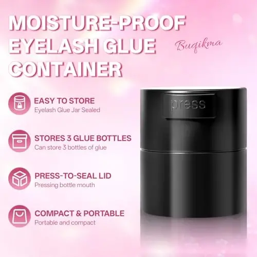 Buqikma Eyelash Extension Glue Jar Storage Tank with Bottom Sealed Adhesive Stand Activated Storage (Black) 