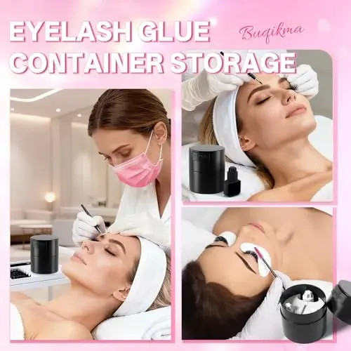 Buqikma Eyelash Extension Glue Jar Storage Tank with Bottom Sealed Adhesive Stand Activated Storage (Black) - 5