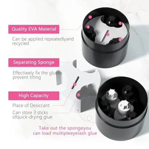 Buqikma Eyelash Extension Glue Jar Storage Tank with Bottom Sealed Adhesive Stand Activated Storage (Black) - 4