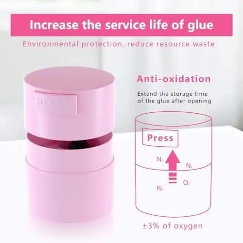 Buqikma Eyelash Glue Storage Container, Pink Sealing Extension Eyelash Glue Jar Storage Tank with Bottom Sealed Adhesive Stand Activated Storages for Eyelashes Extension (Pink) - 3