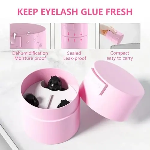 Buqikma Eyelash Glue Storage Container, Pink Sealing Extension Eyelash Glue Jar Storage Tank with Bottom Sealed Adhesive Stand Activated Storages for Eyelashes Extension (Pink) - 5