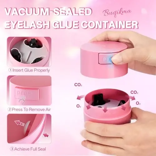 Buqikma Lash Eyelash Glue Holder Storage Container Air Tight, Pink | Sealed Leak-proof Glue Eyelash Extensions Adhesive Jar Stand Container for eyelash extensions, Grafting Lash Tech Supplies - BUQIKMA (1)