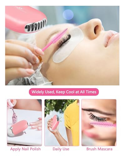 Buqikma Lash Shampoo for Lash Extensions: 2.11Floz Eyelid Cleansing Foams,USB Mini Lash Fan,Bottle Mascara Brush Cleaning Brush Lash Cleaning Kit for Professional & Home Use(Pink) - 2