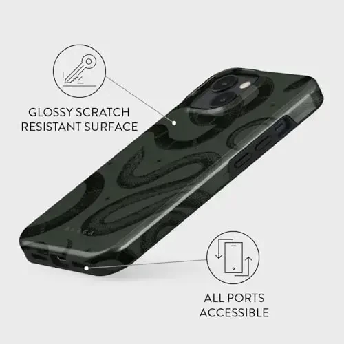 BURGA iPhone 15 uchun telefon g'ilofi - Chiroyli, zamonaviy, estetik, naqshli telefon qopqog'i, qattiq qobiq himoyasi - Apple iPhone 15 ayollar va erkaklar uchun g'ilofga mos keladi - 4