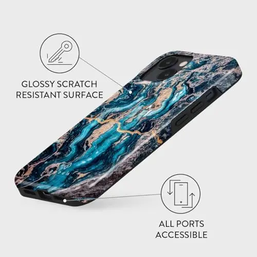 BURGA iPhone 15 uchun telefon qutisi - Chiroyli, zamonaviy, estetik, naqshli telefon qopqog'i, qattiq qobiqli himoya - ayollar va erkaklar uchun Apple iPhone 15 qutiga mos keladi - 3