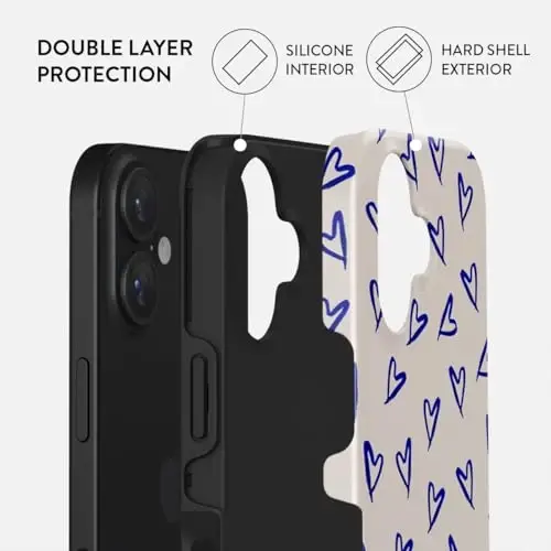 BURGA iPhone 16 uchun telefon g'ilofi - Chiroyli, zamonaviy, estetik, naqshli telefon qopqog'i, qattiq qobiq himoyasi - ayollar va erkaklar uchun Apple iPhone 16 g'ilofiga mos keladi - 2
