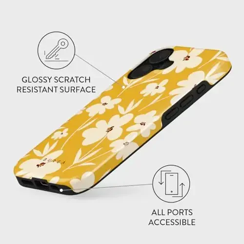 BURGA iPhone 16 uchun telefon g‘ilofi - Chiroyli, zamonaviy, estetik, naqshli telefon qopqog‘i, qattiq qoplamali himoya - Apple iPhone 16 ayollar va erkaklar uchun g‘ilofga mos keladi - 3