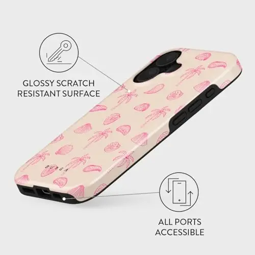 BURGA iPhone 16 uchun telefon g'ilofi - Chiroyli, zamonaviy, estetik, naqshli telefon qopqog'i, qattiq qoplamali himoya - Apple iPhone 16 ayollar va erkaklar uchun g'ilofga mos keladi - 3