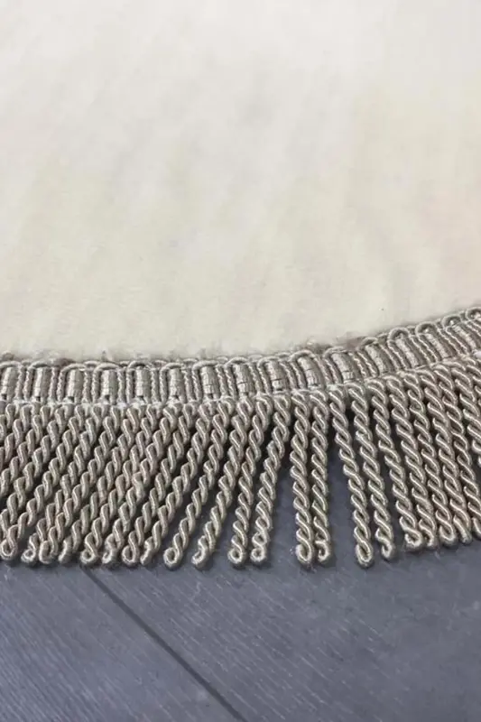 Burgu Köşeli 3'lü Vizon Banyo Paspası Seti Burgu Saçaklı Püsküllü Kaymaz Taban Klozet Takımı-Vizon - 2