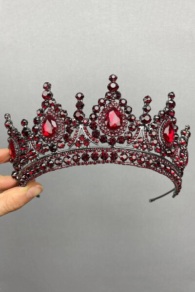 Burgundy Ahu Model Bridal Henna Crown - 4