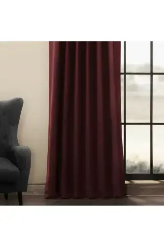 Burgundy Blackout Curtain with Width and Length Options, Sunshade, 100% Light Blocking Background Curtain - BURGUNDY - 3