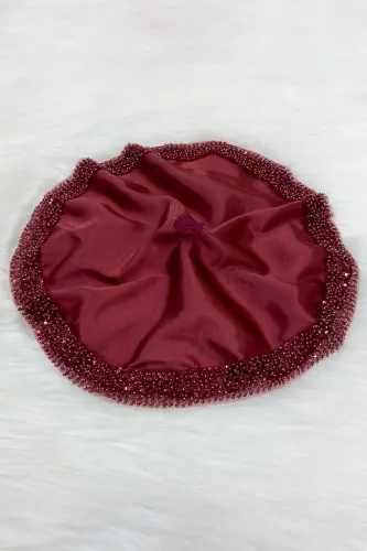 Burgundy Bride Groom Handkerchief Sequined, Halay Handkerchief, Wedding Henna Circumcision Engagement Bride Bachelorette-ORKİDESATENMENDİLBORDO - 3