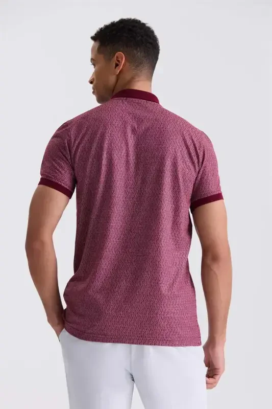 Burgundy Classic Fit Pocket T-shirt with Pattern - 4