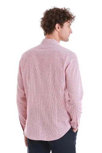 Burgundy Comfort Fit Printed Slim Collar Long Sleeve Spo - 6