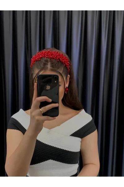 Burgundy Crystal Beaded Bridal Henna Wedding Engagement Crown - NİŞANTAŞI AKSESUAR